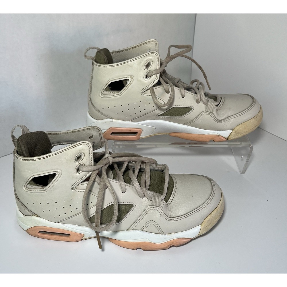 Nike Air Jordan Flight Club 91 Sneakers Retro Beige Pink Olive Green - Size 6.5Y